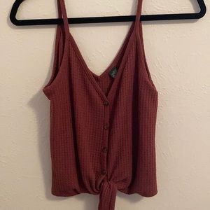 V-neck Spaghetti Strap tie-front tank
